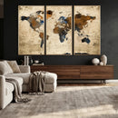 Rustic Watercolor World Map Canvas Wall Art – Framed Travel by MyGreatCanvas | Canvas Wall Art Prints | Photo Prints & Wall Decor