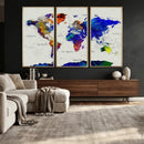 Vintage World Map Canvas Wall Art – Framed Travel Map with by MyGreatCanvas | Canvas Wall Art Prints | Photo Prints & Wall Decor