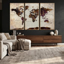 World Map Canvas Triptych – Colorful Global Wall Art for by MyGreatCanvas | Canvas Wall Art Prints | Photo Prints & Wall Decor