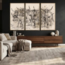 Abstract Cow Longhorn Wall Art Canvas Print for Cabin Decor by MyGreatCanvas | Canvas Wall Art Prints | Photo Prints & Wall Decor