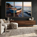 Coastal Fishing Boats Wall Art Canvas Print, Sunset Beach by MyGreatCanvas | Canvas Wall Art Prints | Photo Prints & Wall Decor