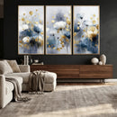 Large Abstract Flowers Wall Art Canvas Print – Gold and Blue by MyGreatCanvas | Canvas Wall Art Prints | Photo Prints & Wall Decor