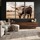 Texas Longhorn Bull Rustic Wall Art Canvas Print, Western by MyGreatCanvas | Canvas Wall Art Prints | Photo Prints & Wall Decor