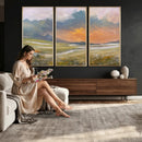 Mountain Sunset Wall Art Canvas Print Vintage Landscape by MyGreatCanvas | Canvas Wall Art Prints | Photo Prints & Wall Decor