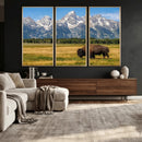 Bison in Mountain Landscape Wall Art Canvas Print – Western by MyGreatCanvas | Canvas Wall Art Prints | Photo Prints & Wall Decor