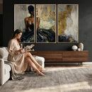 Black Woman Canvas Wall Art — Black Gold Gown Fashion Print by MyGreatCanvas | Canvas Wall Art Prints | Photo Prints & Wall Decor
