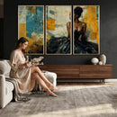 Elegant Woman Canvas Wall Art — Black Gold Gown Fashion by MyGreatCanvas | Canvas Wall Art Prints | Photo Prints & Wall Decor