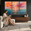 Bold Palette Knife Ocean Sunset Canvas — Orange Pink Teal by MyGreatCanvas | Canvas Wall Art Prints | Photo Prints & Wall Decor