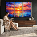 Colorful Knife Ocean Sunset Canvas — Orange Pink Teal by MyGreatCanvas | Canvas Wall Art Prints | Photo Prints & Wall Decor