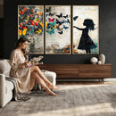 Banksy Butterfly Girl Wall Art Canvas Print, Framed Street by MyGreatCanvas | Canvas Wall Art Prints | Photo Prints & Wall Decor