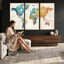 Watercolor World Map Canvas Wall Art Print – Abstract by MyGreatCanvas | Canvas Wall Art Prints | Photo Prints & Wall Decor