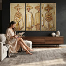 Mexican Folk Art Canvas Wall Art, Charro Poncho Sombrero Painting Print, Neutral Beige Boho Decor, Southwestern Impasto Style, Living Room Art by MyGreatCanvas | Canvas Wall Art Prints | Photo Prints & Wall Decor