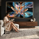 Fractal Lotus Canvas Wall Art, Blue Orange Glowing Flower Abstract Print, Modern Zen Meditation Room Decor, Ethereal Digital Art, Living Room by MyGreatCanvas | Canvas Wall Art Prints | Photo Prints & Wall Decor