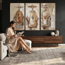 Mexican Folk Art Canvas Wall Art, Charro Poncho Sombrero Painting Print, Neutral Beige Boho Decor, Southwestern Impasto Style, Living Room Art by MyGreatCanvas | Canvas Wall Art Prints | Photo Prints & Wall Decor