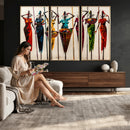 African Folk Art Canvas Wall Art, Colorful African Women Village Painting Print, Tribal Ethnic Home Decor, Vibrant African Art, Living Room