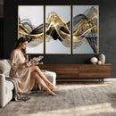 Black and Gold Abstract Wall Art, Modern Wave Canvas Print, Elegant Flowing Smoke Art, Luxury Living Room Decor by MyGreatCanvas | Canvas Wall Art Prints | Photo Prints & Wall Decor