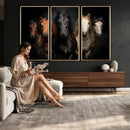 Horse Wall Art Canvas Print, Wild Horses Portrait Photography, Dramatic Equestrian Decor, Black Brown White Horse Herd, Rustic Ranch Art