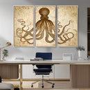 Sepia Octopus Wall Art Abstract Animal Canvas Print