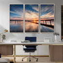 Wooden Pier on Seascape and Sunset Wall Art Canvas Print by MyGreatCanvas | Canvas Wall Art Prints | Photo Prints & Wall Decor