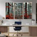 Autumn Forest Wall Art – Enchanting Red Leaves Canvas Print,