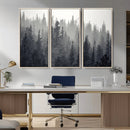 Misty Forest Canvas Wall Art – Monochrome Triptych Pine Tree by MyGreatCanvas | Canvas Wall Art Prints | Photo Prints & Wall Decor