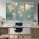 Classic World Map Canvas Print – Framed Vintage Map Wall