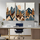 Abstract Wood Panel Effect Mountain Range Top Wall Art