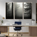 Misty Forest Wall Art Premium Canvas Print a Foggy and