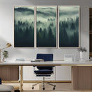 Misty Forest Wall Art Premium Canvas Print a Foggy and