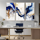 Golden Cascades on Midnight Blue – Deep Blue Abstract Wall by MyGreatCanvas | Canvas Wall Art Prints | Photo Prints & Wall Decor