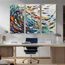 Modern Abstract Fish Shoal Wall Art Canvas Print, Colorful by MyGreatCanvas | Canvas Wall Art Prints | Photo Prints & Wall Decor