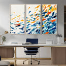Abstract Fish Shoal Wall Art Canvas Print, Colorful Fish