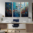 Modern Abstract Fish Shoal Wall Art Canvas Print, Colorful