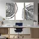 Abstract Large Tree Rings – Minimalist Black and White Wood