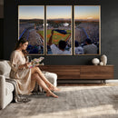 Dodger Stadium Sunset Game Triple Canvas Wall Art - Los