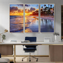 Serene Beach Sunset Wall Art Canvas- Coastal Seascape Print
