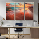 Sunset Beach Wall Art | Ocean Canvas Print | Coastal Wall