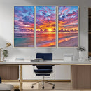 Vibrant Sunset Beach Wall Art - Ocean Sunset Canvas Print |