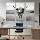 Texas Cow Longhorn Wall Art Canvas Print for Farm House Wall
