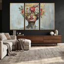 Golden Petal Wall Art Canvas Print - Silhouette Woman Wall