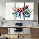 Watercolor Vibrant Octopus Wall Art Canvas Print | Abstract