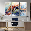 Watercolor Sea Turtle Wall Art Canvas Print - Vibrant Ocean