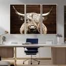 Highland Cow Wall Art Canvas Print, Rustic Farmhouse Decor,
