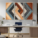 Geometric Wood Art Wall Decor Canvas Print, Rustic Wooden