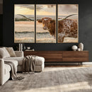 Texas Longhorn Wall Art Canvas Print, Rustic Ranch Decor,