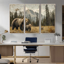 Rustic Grizzly 399 Bear Family Wall Art Canvas Print