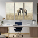 Chines Style Grunge Horses Wall Art Canvas Print