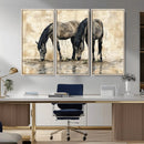 Chinese Style Abstract Black Horses Wall Art Canvas Print - by MyGreatCanvas | Canvas Wall Art Prints | Photo Prints & Wall Decor