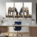 Chines Ink Style Horses Wall Art Canvas Print