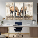 Vintage Horses Wall Art | Ready to Hang and Framed Triptych by MyGreatCanvas | Canvas Wall Art Prints | Photo Prints & Wall Decor